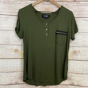 Sweet wanderer Olive with zipper pocket Top